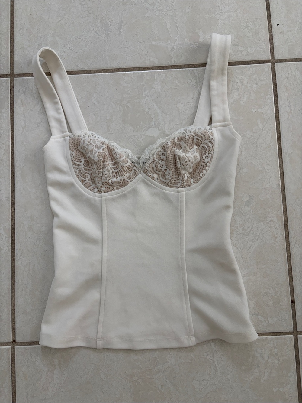 Lucy in the Sky Ivory Lace Trim Bustier Tank